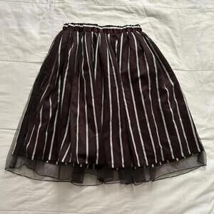Axes Femme burgundy and white striped skirt with black tulle overlay Size medium